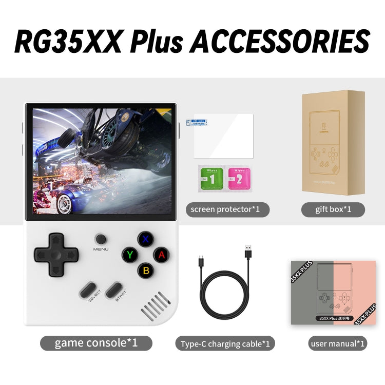 ANBERNIC RG35XX PLUS  Handheld Game Console 3.5-Inch IPS Screen Support HDMI TV 64GB(White) - free shipping - PMC Jewellery - Order now!