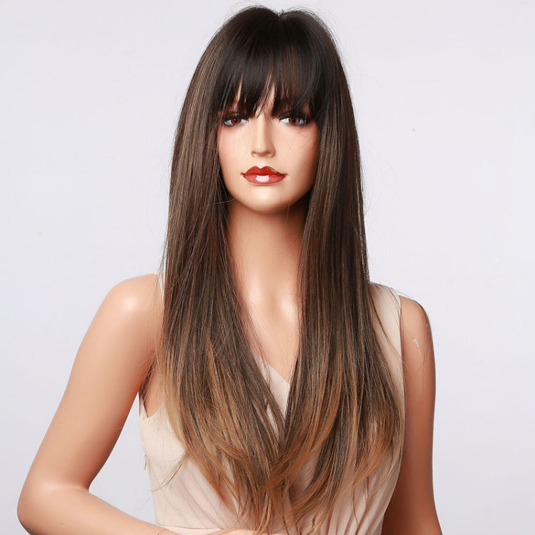 Gradient Long Straight Hair Chemical Fiber High Temperature Silk Wig with Bangs, Color: LC5067 - free shipping - PMC TechLife - Order now!
