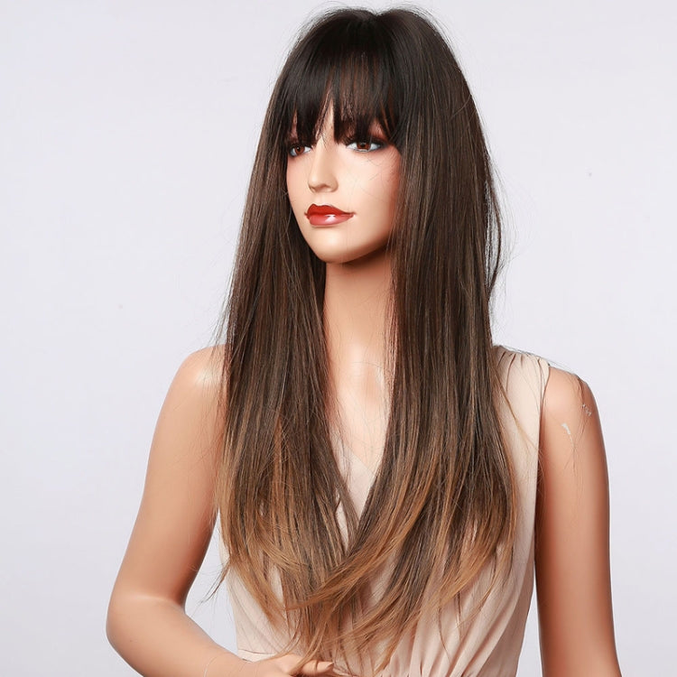 Gradient Long Straight Hair Chemical Fiber High Temperature Silk Wig with Bangs, Color: LC5067 - free shipping - PMC TechLife - Order now!