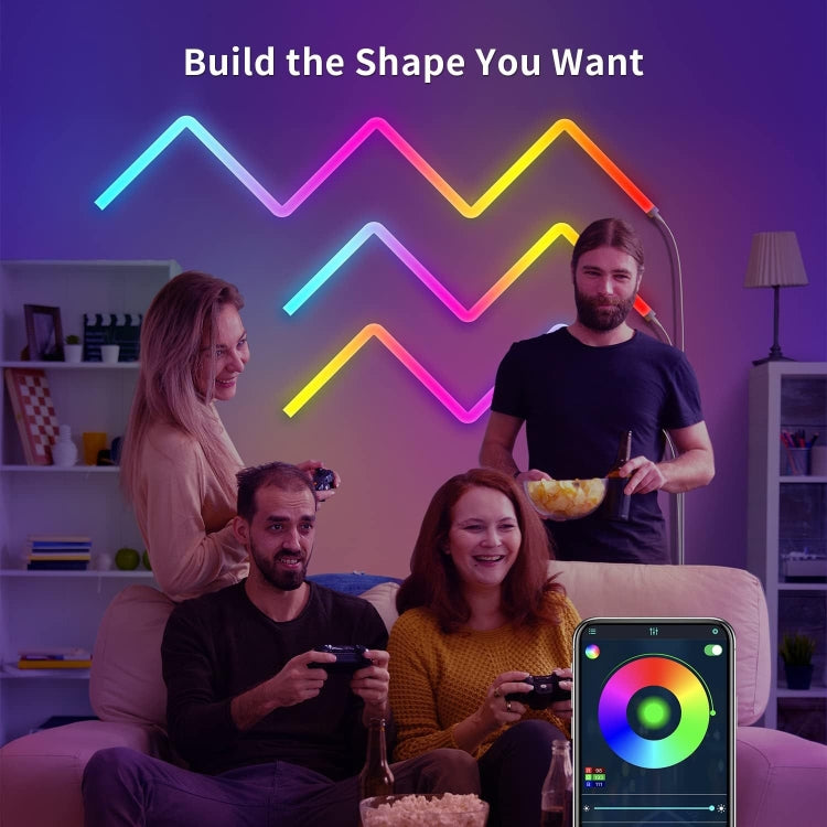 4pcs+3 Corners Bluetooth 12V RGBIC Splicing Wall Light Intelligent Remote Control Indoor Decorative Ambient Lights(EU Plug) - Novelty Lighting by PMC TechLife | Online Shopping South Africa | PMC TechLife | Buy Now Pay Later Mobicred