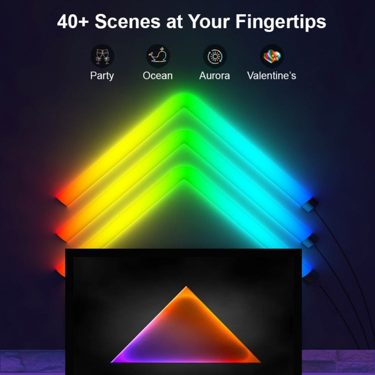 4pcs+3 Corners Bluetooth 12V RGBIC Splicing Wall Light Intelligent Remote Control Indoor Decorative Ambient Lights(EU Plug) - Novelty Lighting by PMC TechLife | Online Shopping South Africa | PMC TechLife | Buy Now Pay Later Mobicred