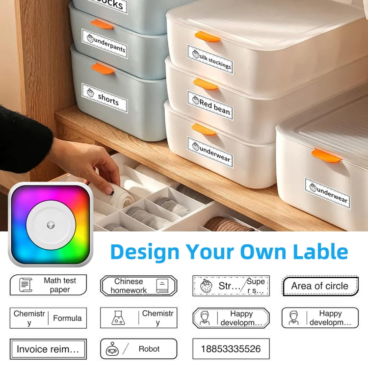 RGB Light Portable Mini Bluetooth Printer Inkless Document Label Printer with 5-Rolls Stickers - Printer by PMC TechLife | Online Shopping South Africa | PMC TechLife | Buy Now Pay Later Mobicred