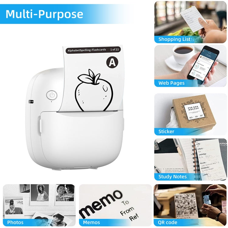 RGB Light Portable Mini Bluetooth Printer Inkless Document Label Printer with 1-Roll Paper - Receipt Printers by PMC TechLife | Online Shopping South Africa | PMC TechLife | Buy Now Pay Later Mobicred