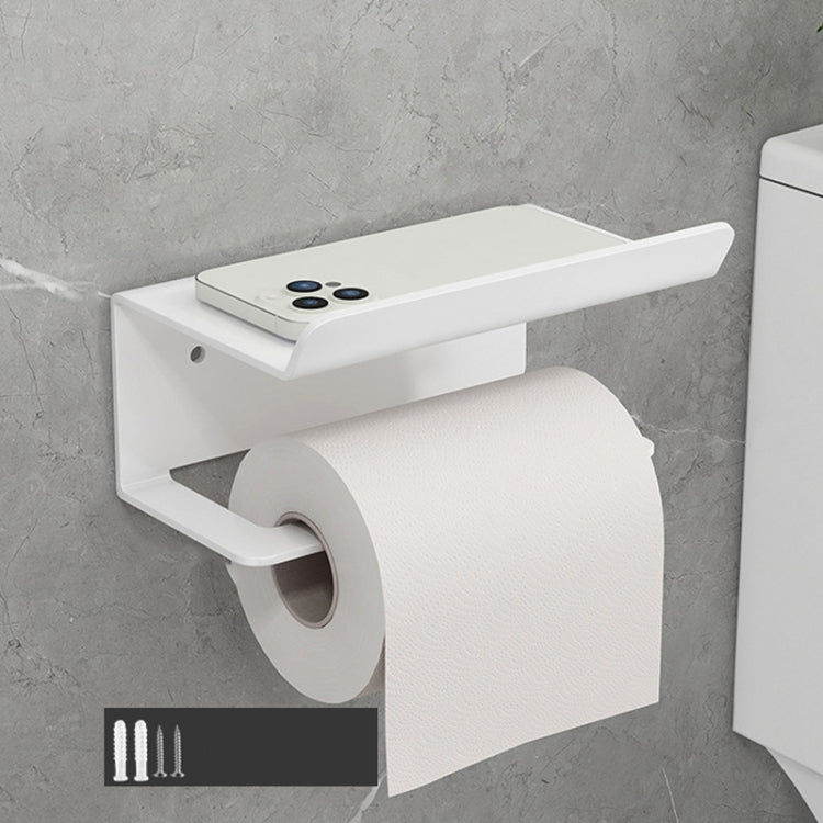 Stainless Steel Bathroom Roll Paper Holder No-Punch Cell Phone Storage Shelf, Style: Paper Rack (White��� - Shelves by PMC TechLife | Online Shopping South Africa | PMC TechLife