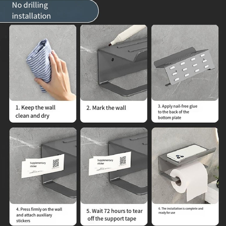 Stainless Steel Bathroom Roll Paper Holder No-Punch Cell Phone Storage Shelf, Style: Paper Rack (White��� - Shelves by PMC TechLife | Online Shopping South Africa | PMC TechLife