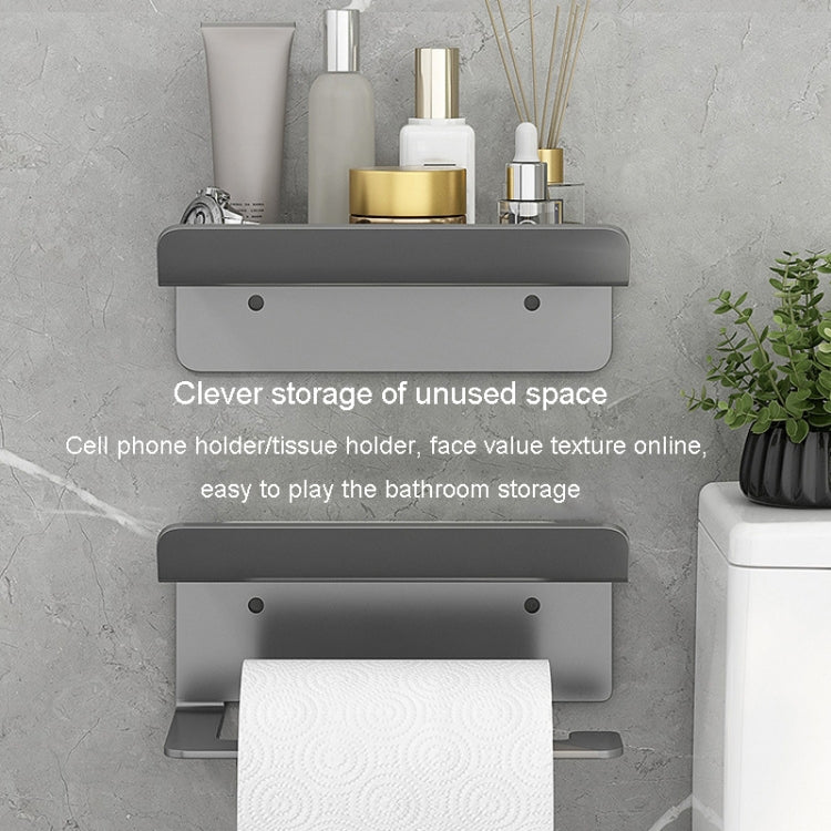 Stainless Steel Bathroom Roll Paper Holder No-Punch Cell Phone Storage Shelf, Style: Paper Rack (White��� - Shelves by PMC TechLife | Online Shopping South Africa | PMC TechLife