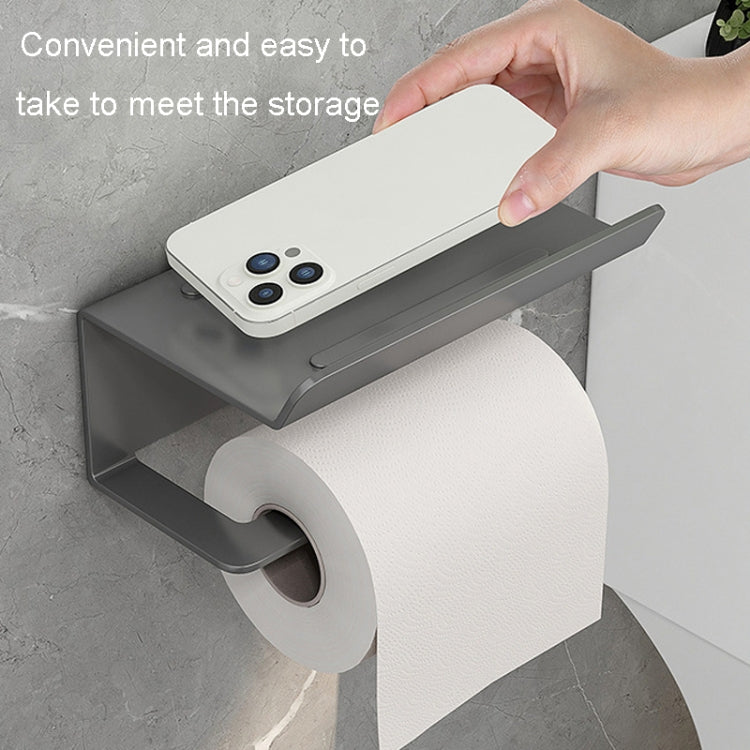 Stainless Steel Bathroom Roll Paper Holder No-Punch Cell Phone Storage Shelf, Style: Paper Rack (White��� - Shelves by PMC TechLife | Online Shopping South Africa | PMC TechLife