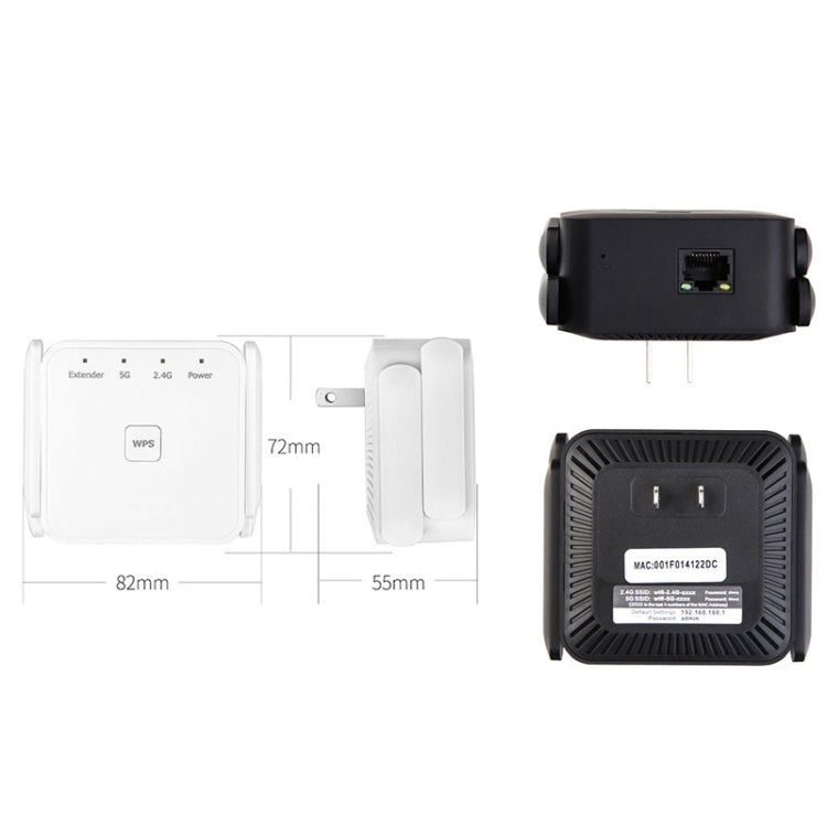 1200Mbps 2.4G / 5G WiFi Extender Booster Repeater Supports Ethernet Port White UK Plug - Broadband Amplifiers by PMC Jewellery | Online Shopping South Africa | PMC Jewellery | Buy Now Pay Later Mobicred
