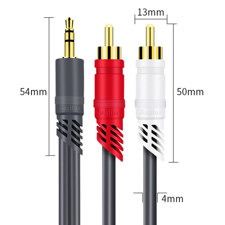 JINGHUA 3.5mm To 2RCA Audio Cable Game Console Outdoor Audio Connection Cable, Size: 20m(Grey) - free shipping - PMC Jewellery - Order now!
