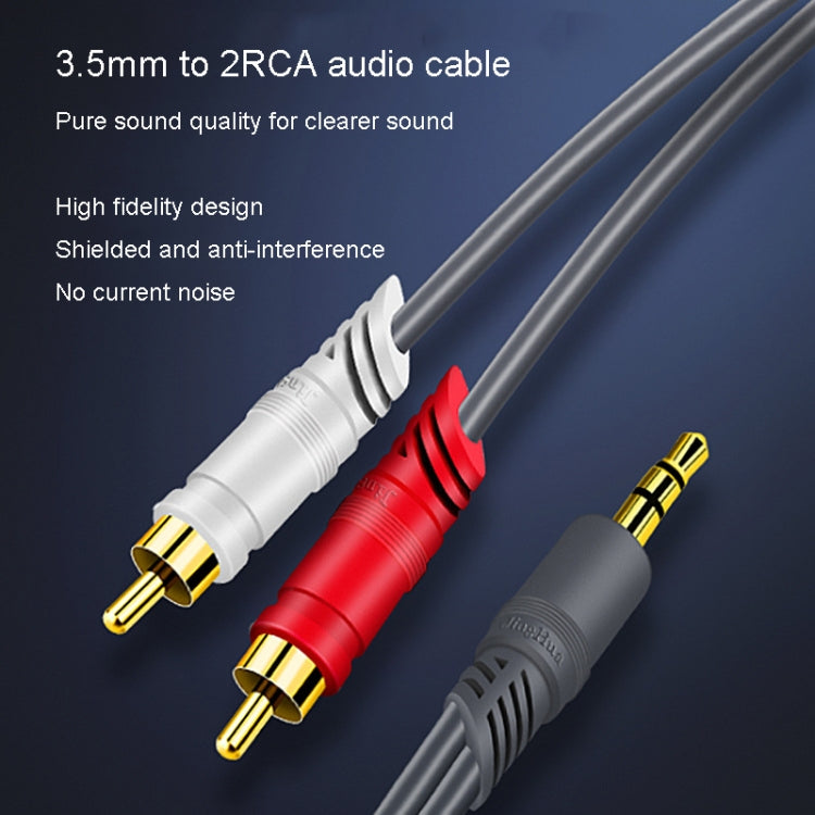 JINGHUA 3.5mm To 2RCA Audio Cable Game Console Outdoor Audio Connection Cable, Size: 20m(Grey) - free shipping - PMC Jewellery - Order now!