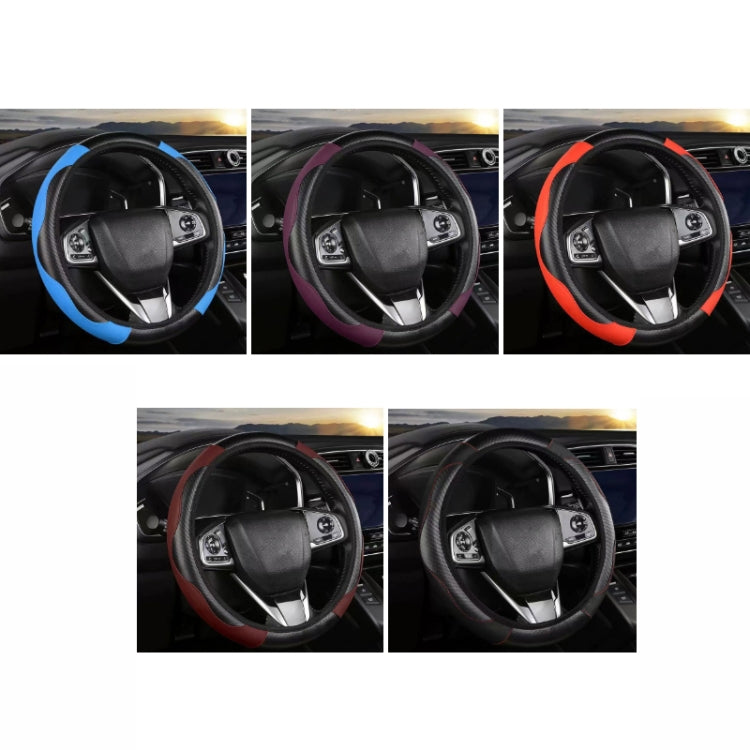 39cm Carbon Fiber Elastic Leather Without Inner Ring Car Steering Wheel Cover, Color: Blue - Steering Wheel Accessories by PMC TechLife | Online Shopping South Africa | PMC TechLife | Buy Now Pay Later Mobicred