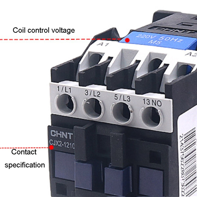 CHNT CJX2-1201 12A 220V Silver Alloy Contacts Multi-Purpose Single-Phase AC Contactor - Relays by CHNT | Online Shopping South Africa | PMC TechLife | Buy Now Pay Later Mobicred