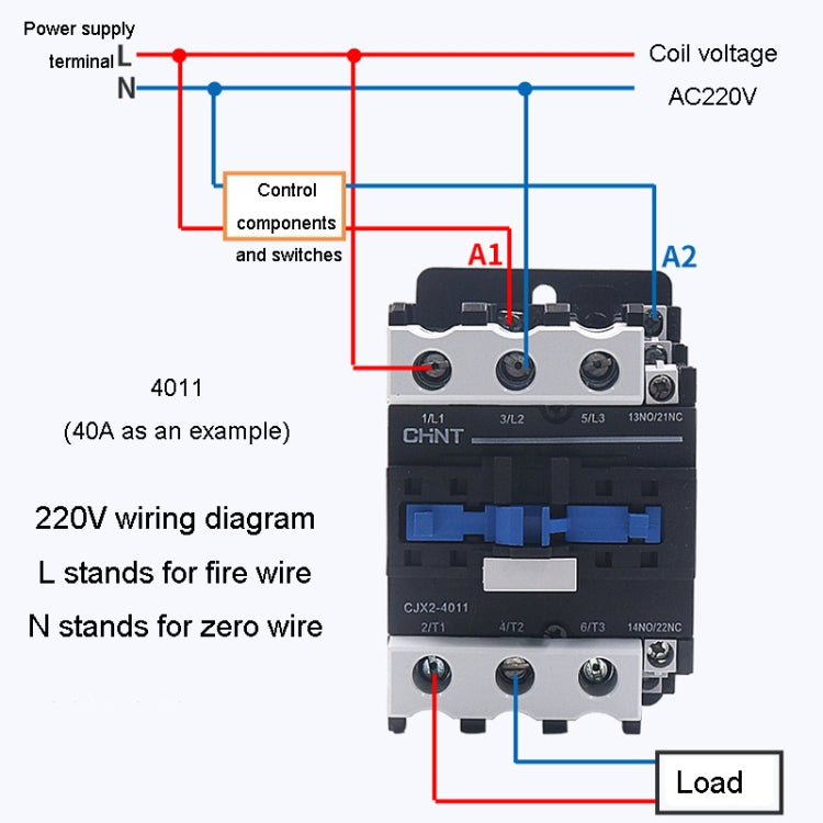 CHNT CJX2-1201 12A 220V Silver Alloy Contacts Multi-Purpose Single-Phase AC Contactor - Relays by CHNT | Online Shopping South Africa | PMC TechLife | Buy Now Pay Later Mobicred