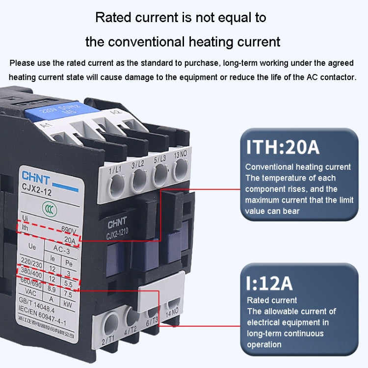 CHNT CJX2-2501 25A 220V Silver Alloy Contacts Multi-Purpose Single-Phase AC Contactor - Relays by CHNT | Online Shopping South Africa | PMC TechLife | Buy Now Pay Later Mobicred
