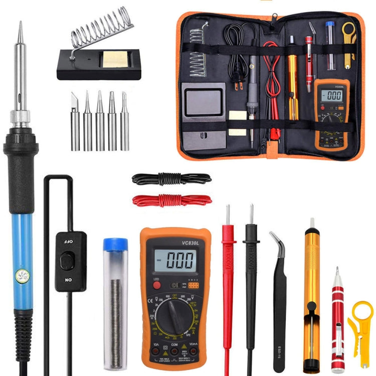 19 in 1 60W Adjustable Temperature Soldering Iron Multimeter Tool Set, Color: Blue US Plug - free shipping - PMc TechLife - Order now!