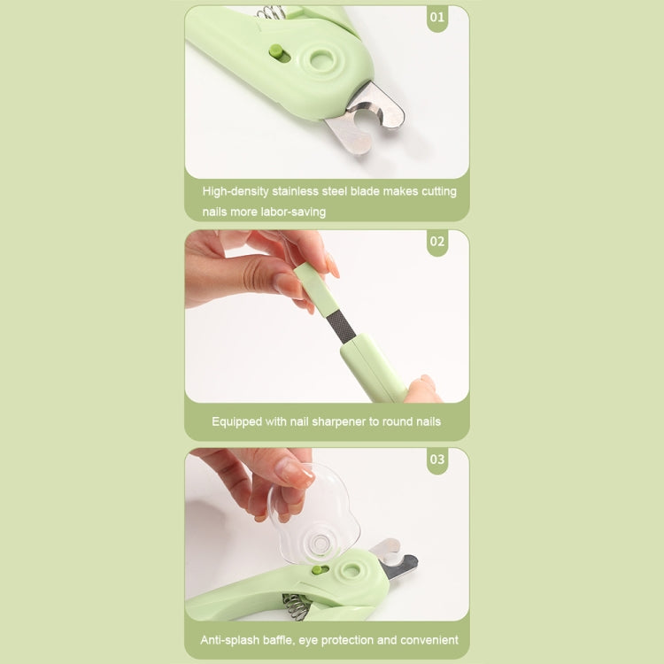 LED Pet Nail Clippers Dog and Cat Nail Clippers with Nail Polisher(Green) - Fingernail Trimmers by PMC TechLife | Online Shopping South Africa | PMC TechLife