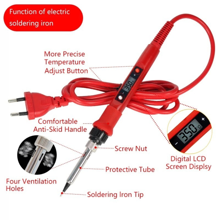 10pcs/ Set 80W Internal Heating Welding Digital Display Soldering Iron Temperature Adjustment Set, Model: Black US Plug - Electric Soldering Iron by PMc TechLife | Online Shopping South Africa | PMc TechLife | Buy Now Pay Later Mobicred