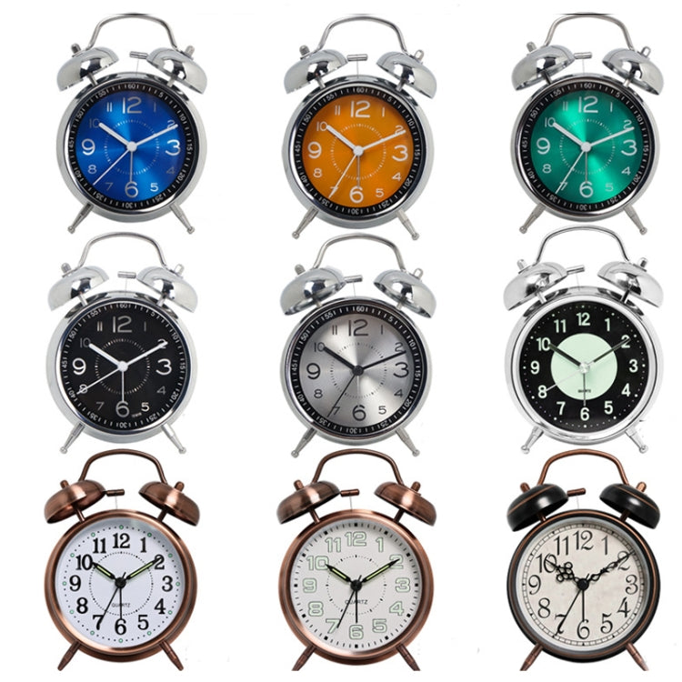 4.5 Inch Electroplated Metal Ring Bell Alarm Clock Quartz Clock With Night Light ?, Style: Luminous Black - Novelty Clock by PMc TechLife | Online Shopping South Africa | PMc TechLife | Buy Now Pay Later Mobicred