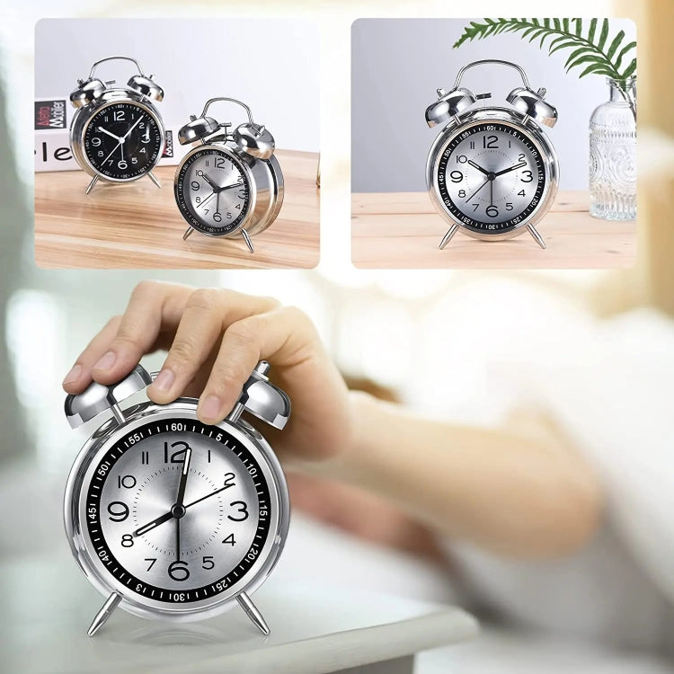 4.5 Inch Electroplated Metal Ring Bell Alarm Clock Quartz Clock With Night Light ?, Style: Red Copper B - Novelty Clock by PMc TechLife | Online Shopping South Africa | PMc TechLife | Buy Now Pay Later Mobicred