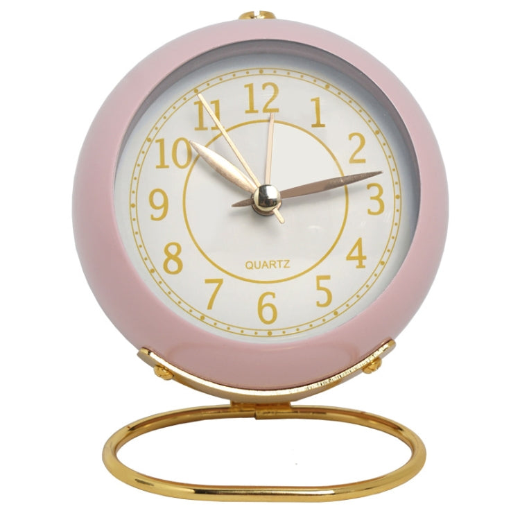 Round Metal Clock Silent Children Electronic Alarm Clock with Light(Pink) - Novelty Clock by PMc TechLife | Online Shopping South Africa | PMc TechLife | Buy Now Pay Later Mobicred