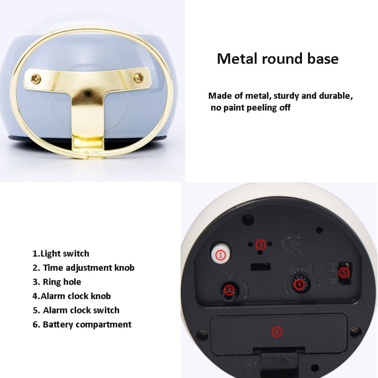 Round Metal Clock Silent Children Electronic Alarm Clock with Light(Pink) - Novelty Clock by PMc TechLife | Online Shopping South Africa | PMc TechLife | Buy Now Pay Later Mobicred