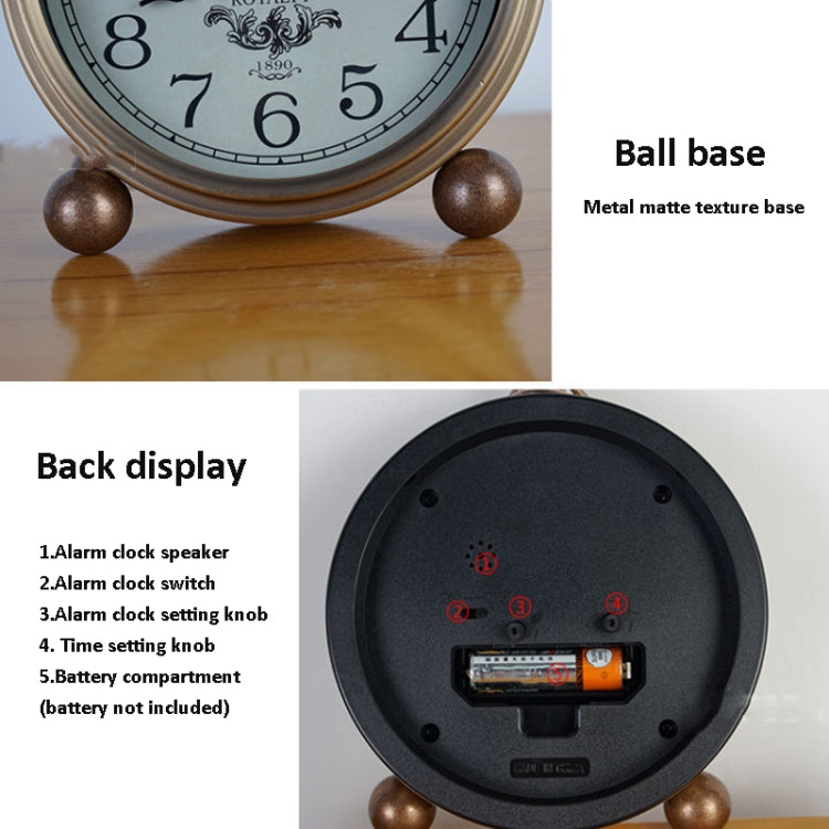 Retro Iron Alarm Clock Simple Desktop Quartz Clock, Style: Roman Number - Novelty Clock by PMc TechLife | Online Shopping South Africa | PMc TechLife | Buy Now Pay Later Mobicred