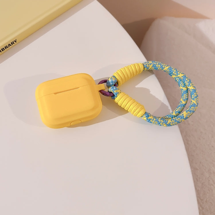 For AirPods 2  / 1 Dopamine Contrast Color Silicone Earphone Cover With Hand Strap(Yellow) - For AirPods 1/2 by PMC Jewellery | Online Shopping South Africa | PMC Jewellery | Buy Now Pay Later Mobicred