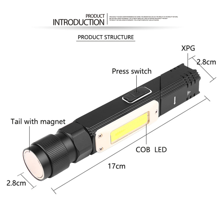 XPG+COB Red White Light USB Rechargeable Folding Strong Light Flashlight, Style: 3189A Large - LED Flashlight by PMc TechLife | Online Shopping South Africa | PMc TechLife | Buy Now Pay Later Mobicred