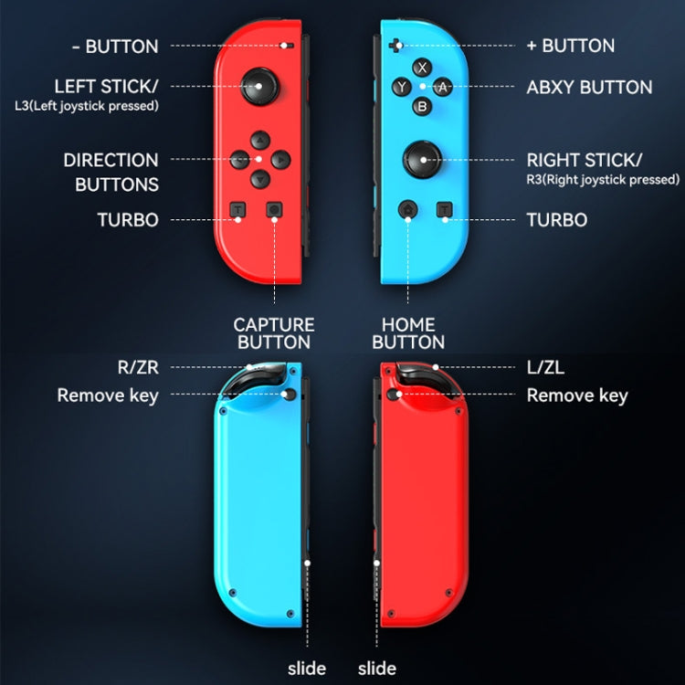 JOY-02 Gaming Left And Right Handle With RGB Lights Body Feel Bluetooth Gamepad For Switch / Switch OLED / Switch Pro / Switch Lite / Switch Joycon(Blue Red) - free shipping - PMC Jewellery - Order now!