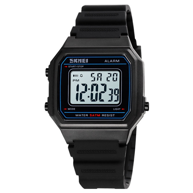 SKMEI 1698 50m Waterproof Multifunctional Sports Square Pin Buckle Luminous Digital Watch(Black White) - free shipping - PMC TechLife - Order now!