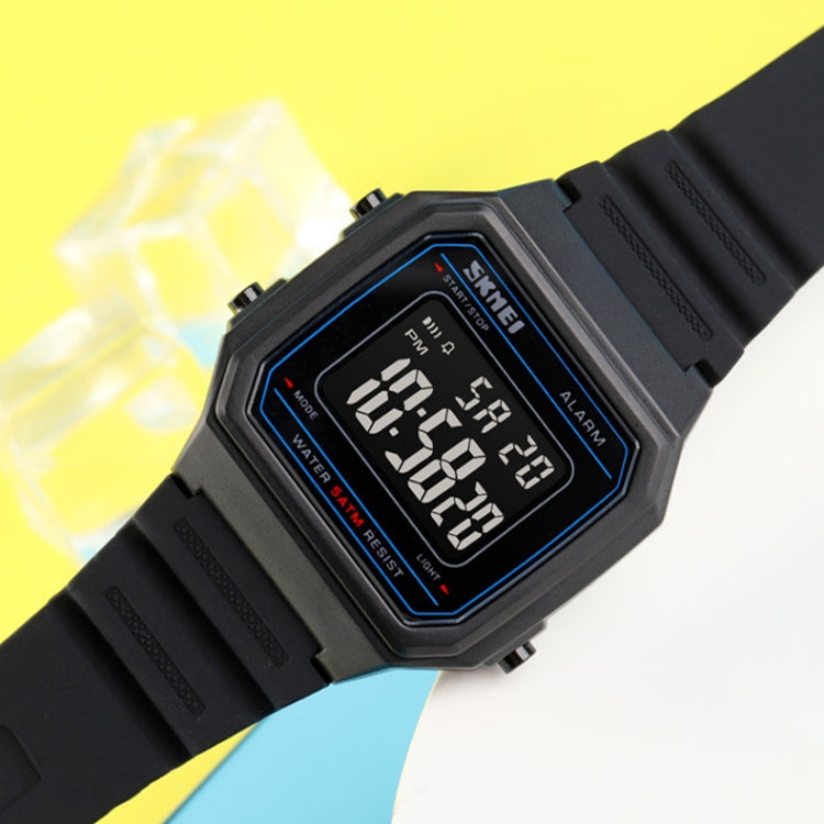 SKMEI 1698 50m Waterproof Multifunctional Sports Square Pin Buckle Luminous Digital Watch(Black Black) - free shipping - PMC TechLife - Order now!