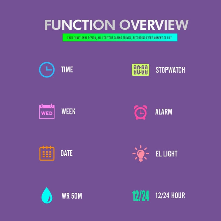 SKMEI 1698 50m Waterproof Multifunctional Sports Square Pin Buckle Luminous Digital Watch(Black Black) - free shipping - PMC TechLife - Order now!