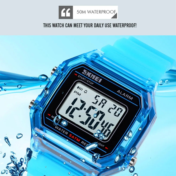 SKMEI 1698 50m Waterproof Multifunctional Sports Square Pin Buckle Luminous Digital Watch(Black White) - free shipping - PMC TechLife - Order now!