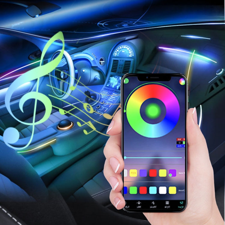 Car Interior Fiber Optic Cold Light RGB Ambient Lamp Center Phantom Footwell Atmosphere Lights, Style: One To Two 110cm+35cm(Colorful Double Control) - Atmosphere lights by PMC TechLife | Online Shopping South Africa | PMC TechLife | Buy Now Pay Later Mobicred