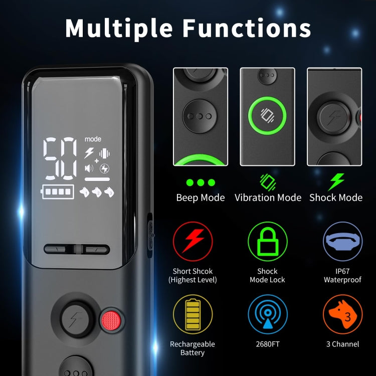 Color Screen Remote Control Pet Electric Shock Circular Dog Trainer(Black) - Training Aids by PMC TechLife | Online Shopping South Africa | PMC TechLife | Buy Now Pay Later Mobicred