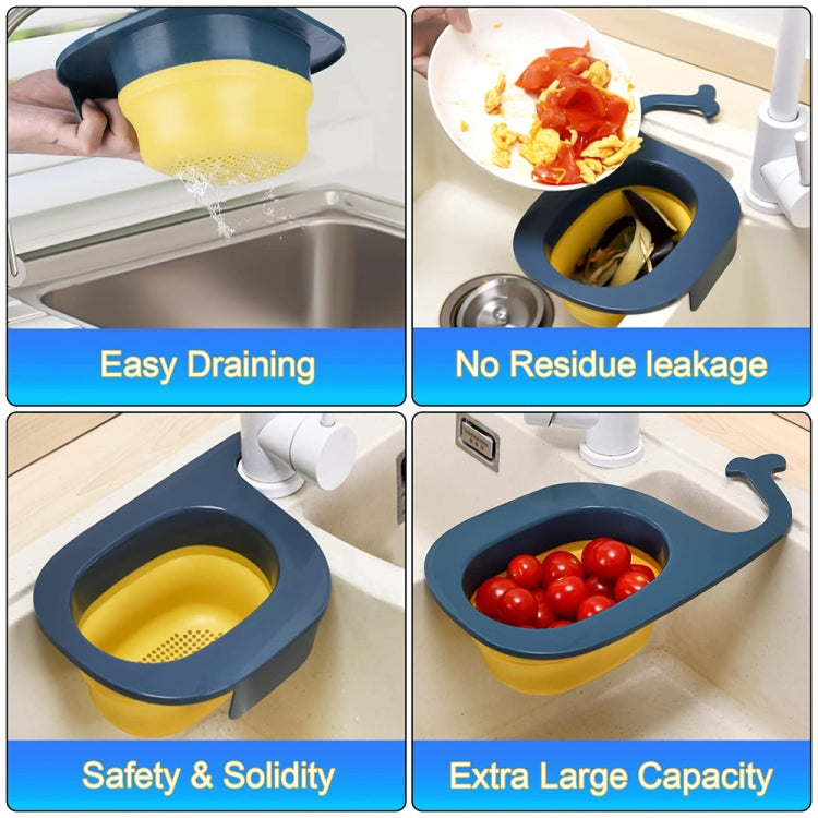 Multifunctional Whale-shaped Foldable Kitchen Fruit and Vegetable Draining Basket(Yellow Blue) - Filters by PMC TechLife | Online Shopping South Africa | PMC TechLife | Buy Now Pay Later Mobicred