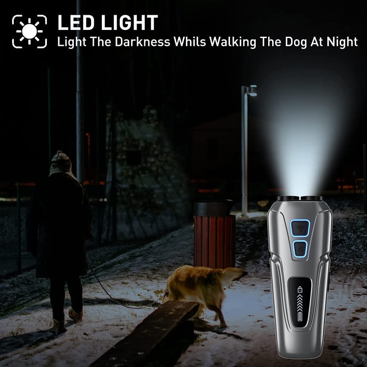 Dog Repeller Ultrasonic Pet Anti-Barking Training Device High Power Dog Repellent With LED Flashlight(Gray) - free shipping - PMC TechLife - Order now!