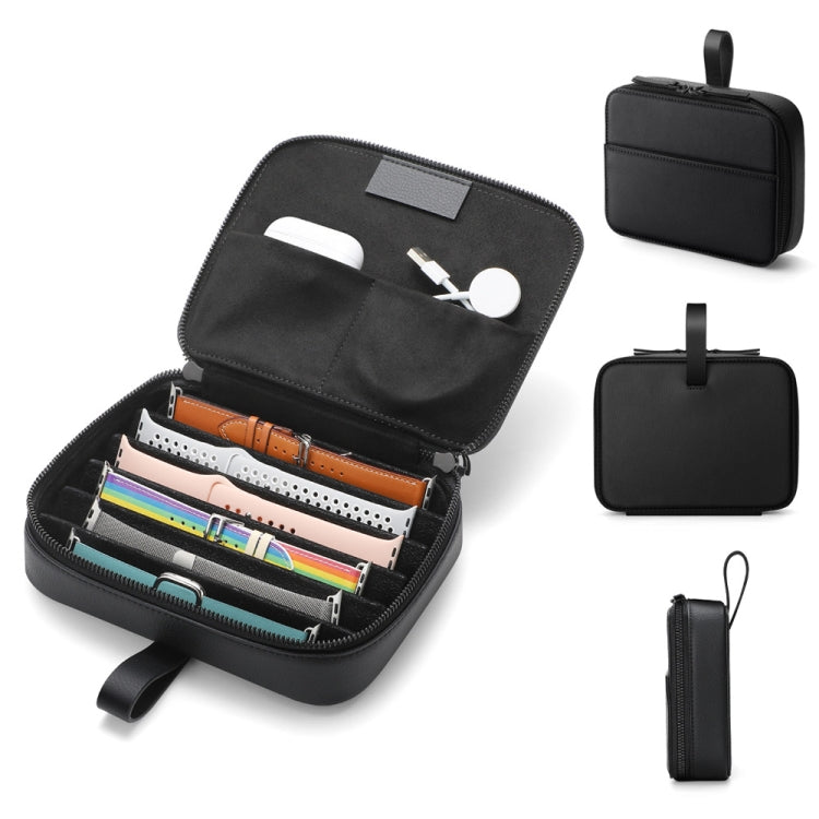 PU Leather Watch Strap Organizer Box For Apple Watch Band  Travel Storage Case(Brown) - Others by PMC TechLife | Online Shopping South Africa | PMC TechLife