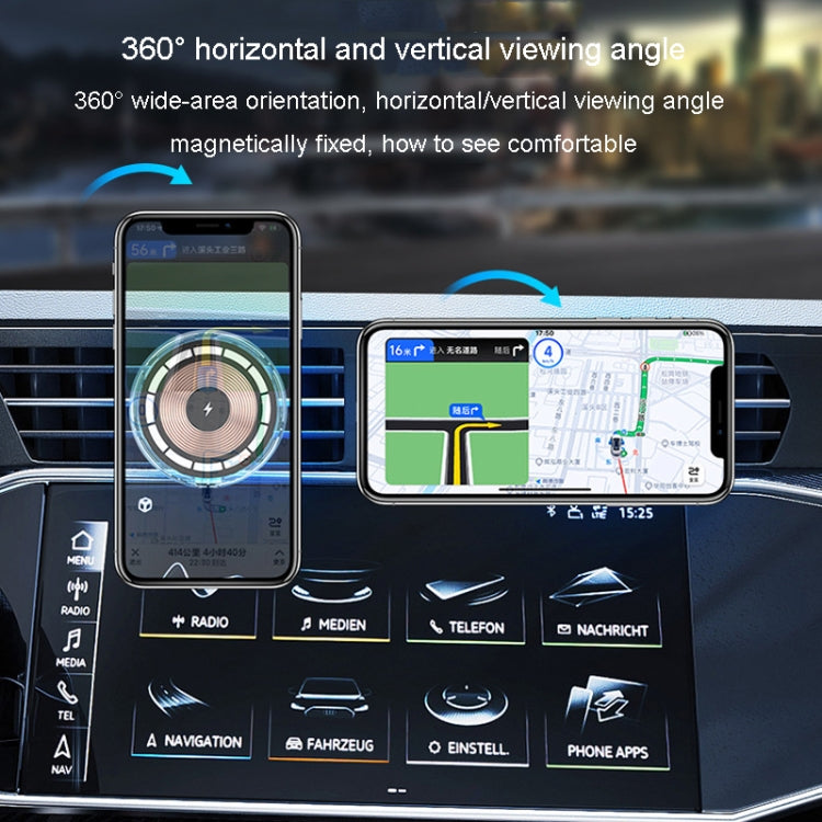 For iPhone Magsafe Magnetic Car Wireless Charger Phone Holder Light Emitting Wireless Charger, Style: Ice Blue Breathe Light - Wireless Charger Holders by PMC TechLife | Online Shopping South Africa | PMC TechLife | Buy Now Pay Later Mobicred