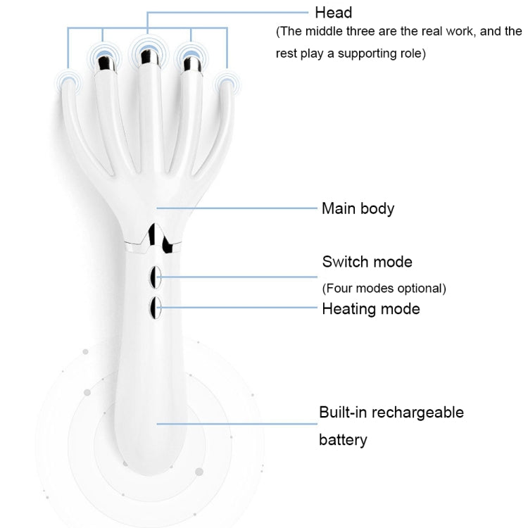 Mini Charging Electric Head Massager Multifunctional Heated Vibration Massage Comb(Pearl White) - free shipping - PMC TechLife - Order now!