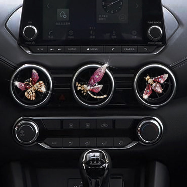 3pcs/set Metal Butterfly Dragonfly Bee Car Air Vent Aromatherapy Decorative Clip(Rose Red) - Air Freshener by PMC TechLife | Online Shopping South Africa | PMC TechLife | Buy Now Pay Later Mobicred
