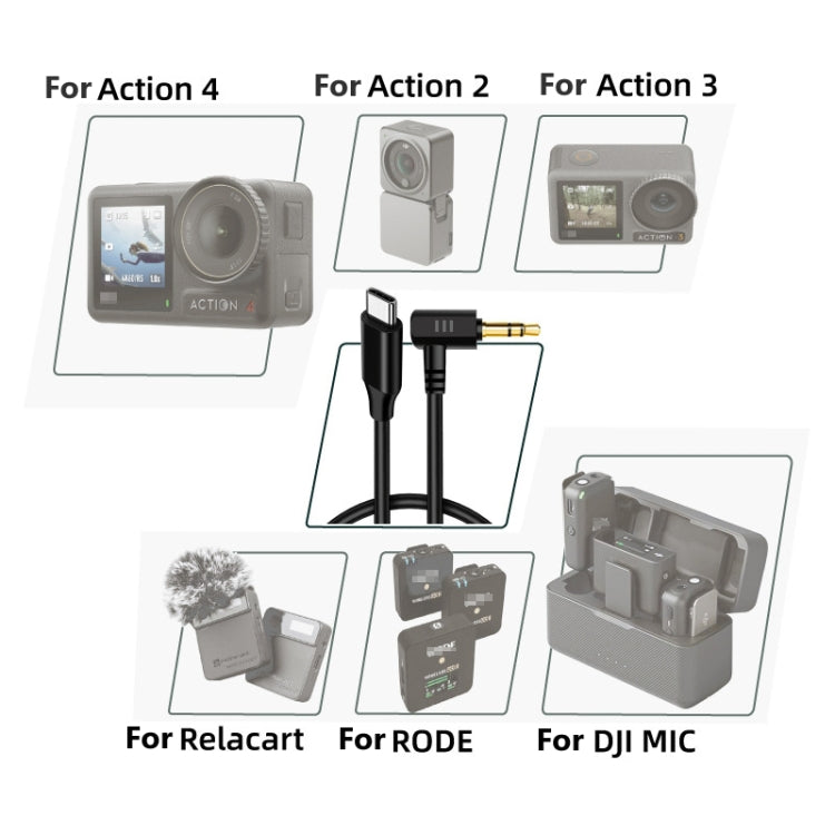 USB-C / Type-C To 3.5mm Male TRS Audio Adapter Cable For DJI Osmo Action 4 / 3 / 2 / Pocket 3(Black) - Cable & Charger by PMC TechLife | Online Shopping South Africa | PMC TechLife | Buy Now Pay Later Mobicred