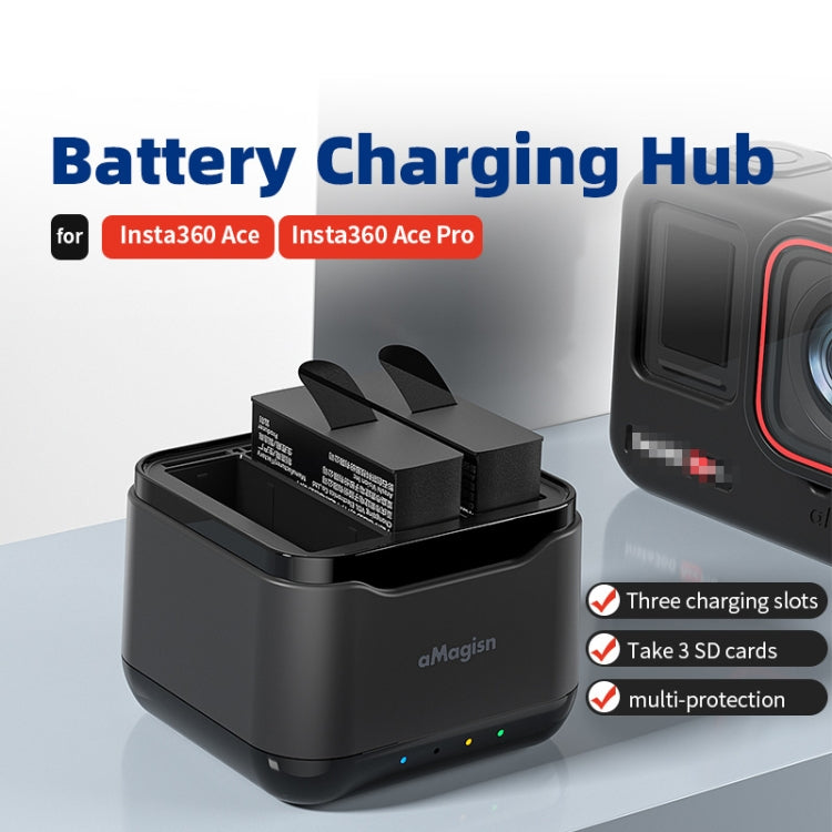 For Insta360 Ace Pro / Ace aMagisn 3 Slots Battery Charger Charging Hub - Others by aMagisn | Online Shopping South Africa | PMC TechLife | Buy Now Pay Later Mobicred