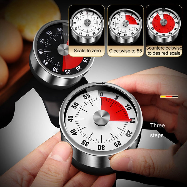 Kitchen Stainless Steel Mechanical Timer Student Time Management Reminder Baking Alarm Clock(Black) - Digital Countdown by PMC TechLife | Online Shopping South Africa | PMC TechLife