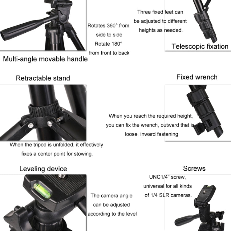 Portable Aluminum DSLR Camera Live Tripod Photography Retractable Landing Bracket, Specification: 150cm Tripod+Clip+Bag+Controller+Adaptor - Tripods by PMC TechLife | Online Shopping South Africa | PMC TechLife | Buy Now Pay Later Mobicred