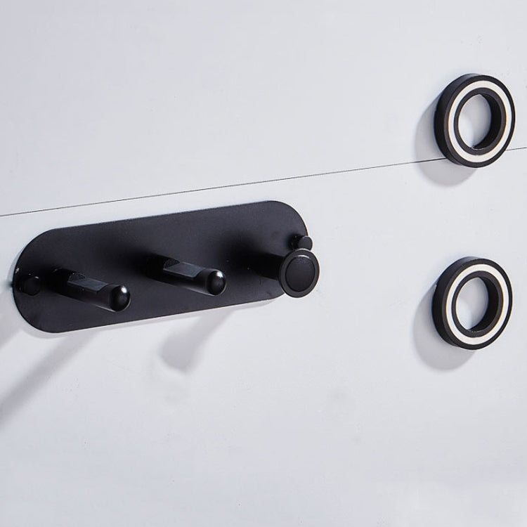 Wall Mounted Hair Dryer Holder Hole-Free Bathroom Space Aluminum Multifunctional Shelf, Style: Small With 2 Loops Black - Shelves by PMC TechLife | Online Shopping South Africa | PMC TechLife