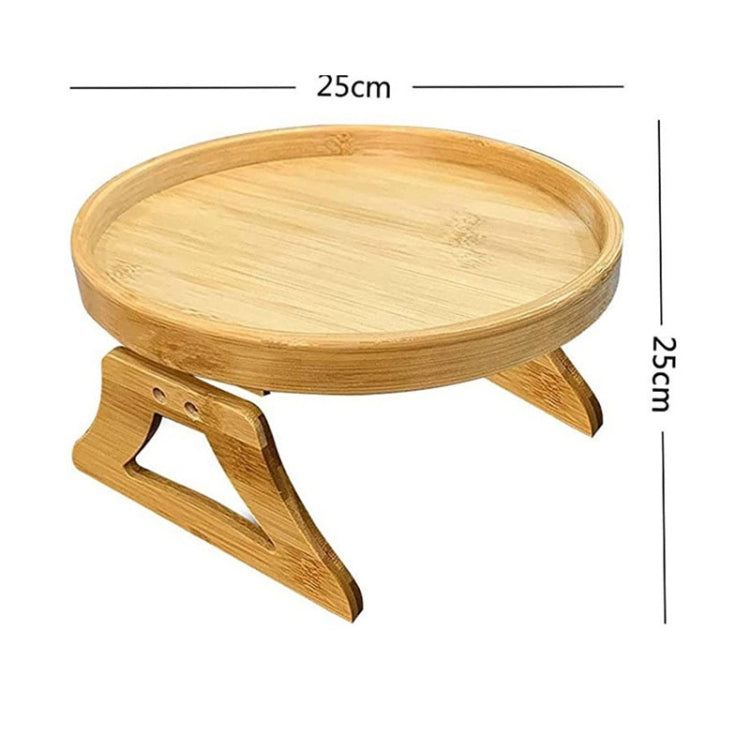 25cm Foldable Sofa Round Tray Home Couch Armrest Pallet, Style: Bamboo - Shelf & Hooks by PMc TechLife | Online Shopping South Africa | PMc TechLife | Buy Now Pay Later Mobicred