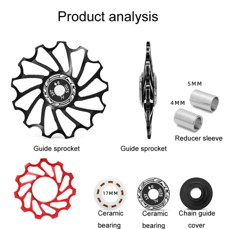 ENLEE Mountain Bicycle Rear Derailleur Guide Wheel Ceramic Bearing Tension Pulley, Size: 11T(Blue) - Guide wheels by ENLEE | Online Shopping South Africa | PMC TechLife | Buy Now Pay Later Mobicred
