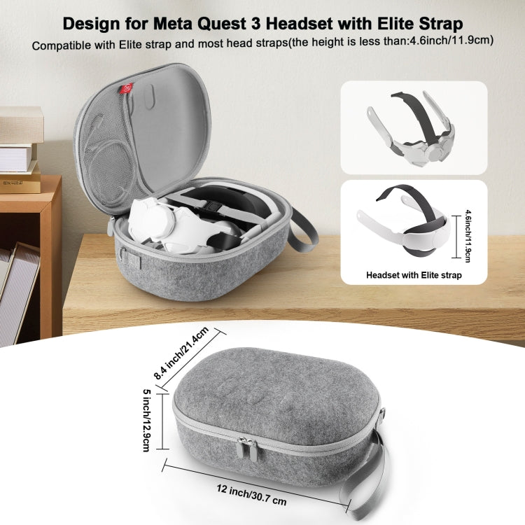 JYS-MQ018 For Apple Vision Pro / Meta Quest 3 VR Glasses Storage Bag Anti-fall and Anti-scrape Portable Bag(Black) - free shipping - PMC TechLife - Order now!