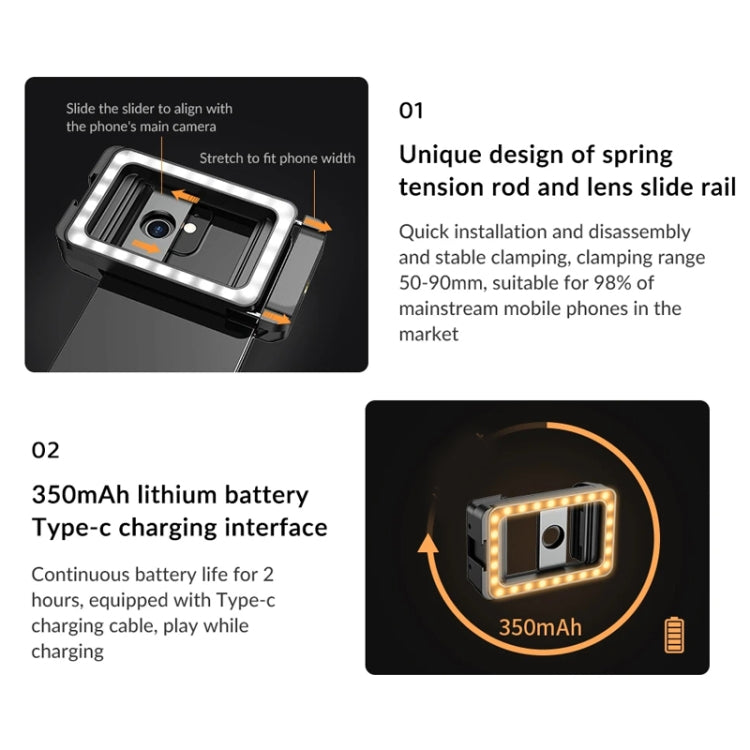 APEXEL  Multifunctional Fill Light Phone Clip With 1/4 Inch & M17 M37 Thread Tnterface APL-FL.23 - free shipping - PMC TechLife - Order now!